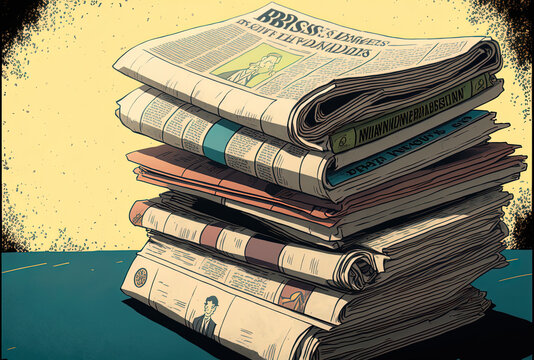 picture of multiple newspapers stacked on top of one another up close. Generative AI