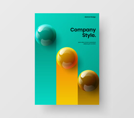 Simple placard A4 vector design template. Vivid 3D balls poster concept.