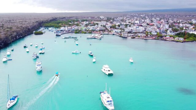 Yachts in beautiful blue sea of San Cistobal Island - Galapagos