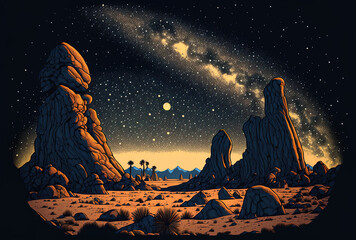 Naklejka premium Beautiful starry sky above Trona, California. Generative AI