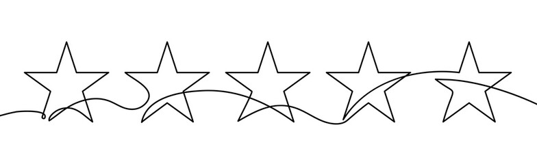 Five stars customer product rating review one line continuous illustration