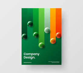 Abstract catalog cover design vector layout. Minimalistic realistic balls brochure concept.