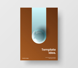 Vivid company brochure vector design concept. Clean 3D spheres book cover template.