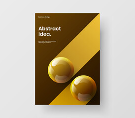 Premium realistic balls handbill concept. Original company cover A4 design vector template.