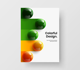 Colorful realistic balls book cover concept. Amazing leaflet design vector template.