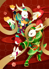 2023 Chinese door god greeting card
