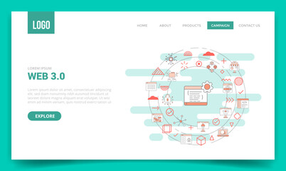 web 3.0 concept with circle icon for website template or landing page homepage