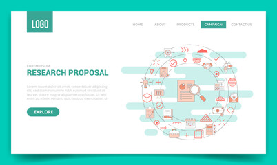 research proposal concept with circle icon for website template or landing page homepage - obrazy, fototapety, plakaty