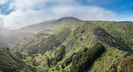 Misty valley and hills in Big Sur, California