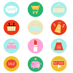 set of flat shopping icons for web and applications