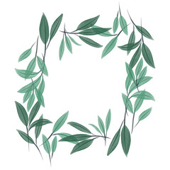 Green leaves square decorative border PNG
