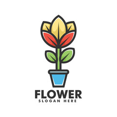 Vector Logo Illustration Flower Simple Mascot Style