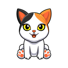 Cute japanese bobtail cat cartoon