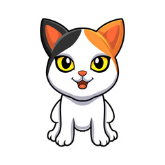 Cute japanese bobtail cat cartoon 