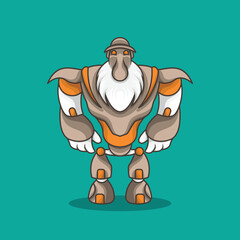 big man big foot cyborg robot mecha mascot logo icon