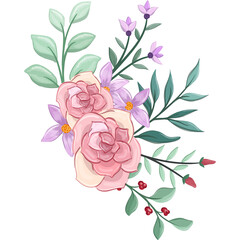 pink floral bouquet with watercolor