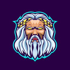 Zeus head e sport mascot logo design