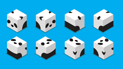 Animal Dice 3D Characters Animal Panda Bear Cartoon Vector