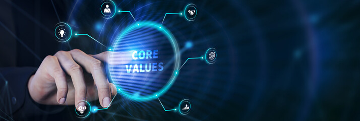 Business, Technology, Internet and network concept. Core values responsibility ethics goals company concept.