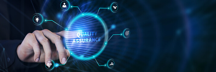 Business, Technology, Internet and network concept. Quality Assurance service guarantee standard.