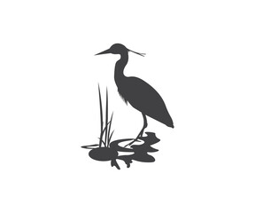 Heron Silhouette, Bird EPS, Heron Reeds EPS, Lake Reeds EPS, Water Svg, Black Heron Svg,
