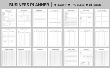 21-page business planner set for corporate business  - obrazy, fototapety, plakaty