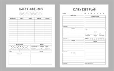 Fototapeta na wymiar Daily food planner design template 