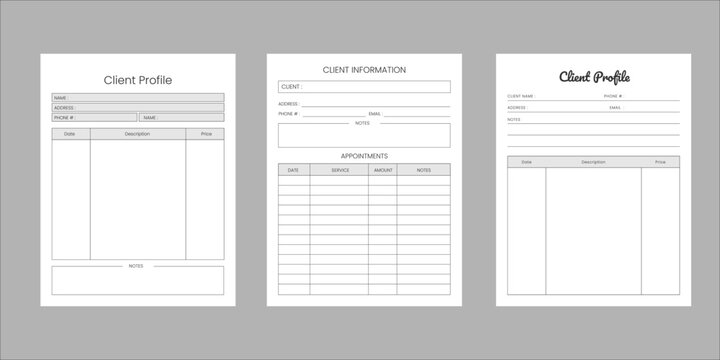 Clients profile providers page or form page planner