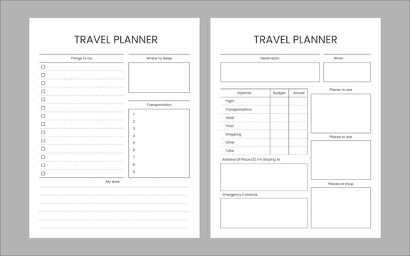 Travel Planner Logbook Vector Template