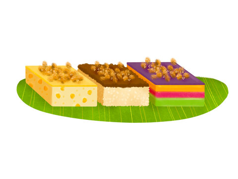 Filipino kakanin rice cake slices on a banana leaf