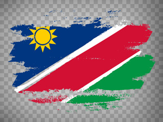 Flag of  Namibia brush stroke background.  Flag Namibia on transparent background for your design, app, UI.  Stock vector. EPS10.