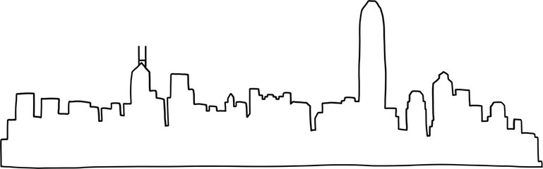 modern cityscape skyline outline freehand drawing. 