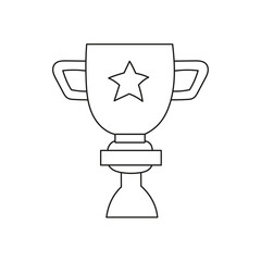 Doodle cup winner attribute with star vector illustration.