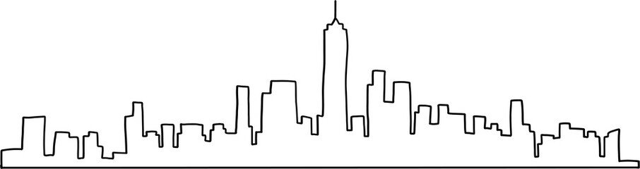 modern cityscape skyline outline freehand drawing. 