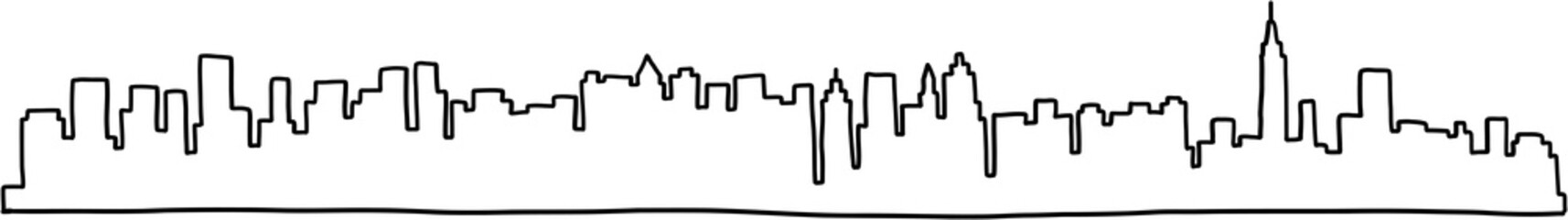 modern cityscape skyline outline freehand drawing. 