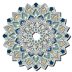 マンダラアート(立体切り絵風、幾何学模様、花)