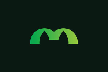Letter M Leaf Logo Design Template. illustration of an background with trees