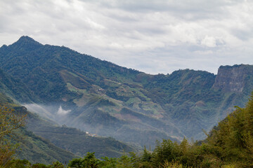 Fototapeta premium High angle view of country side landscape in Miaoli County