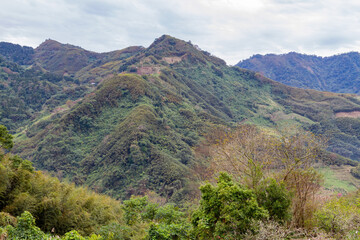 Fototapeta premium High angle view of country side landscape in Miaoli County