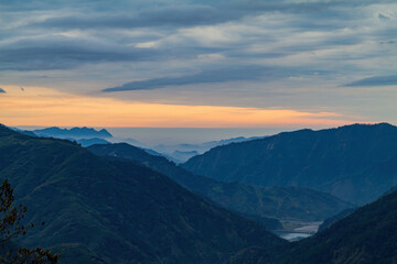 Fototapeta premium High angle view of country side landscape in Miaoli County