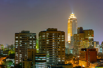 Naklejka premium Twilight high angle view of the Taipei cityscape