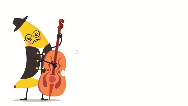 A banana playing with a cello