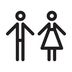 Toilet sign vector with man and woman symbol in a glyph pictogram illustration