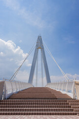 Sunny view of the Lover's Bridge of Tamsui Fisherman's Wharf