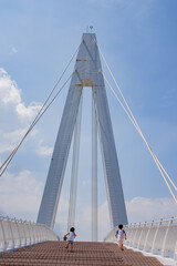 Sunny view of the Lover's Bridge of Tamsui Fisherman's Wharf