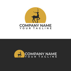 Logo vector illustration of a silhouette of a Deer in the moon.