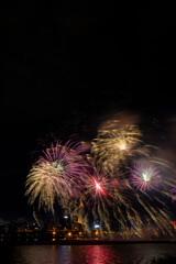 Fototapeta na wymiar Night fireworks over the sky for celebration