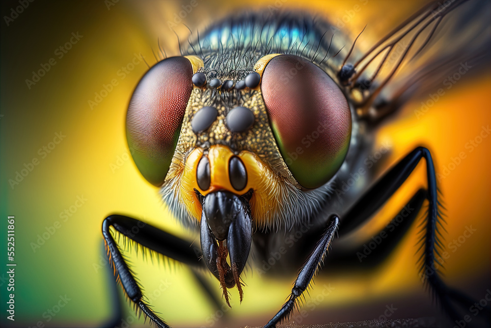 Poster beautiful macro image of an insect, this time a fly generative ai