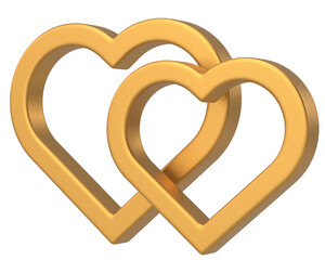 Couple heart. 3D heart. Valentine card decoration.