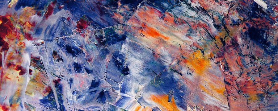 Color texture. Hand drawn oil painting on canvas. Abstract art background. Modern, contemporary art. Colorful canvas. Wall decor background	